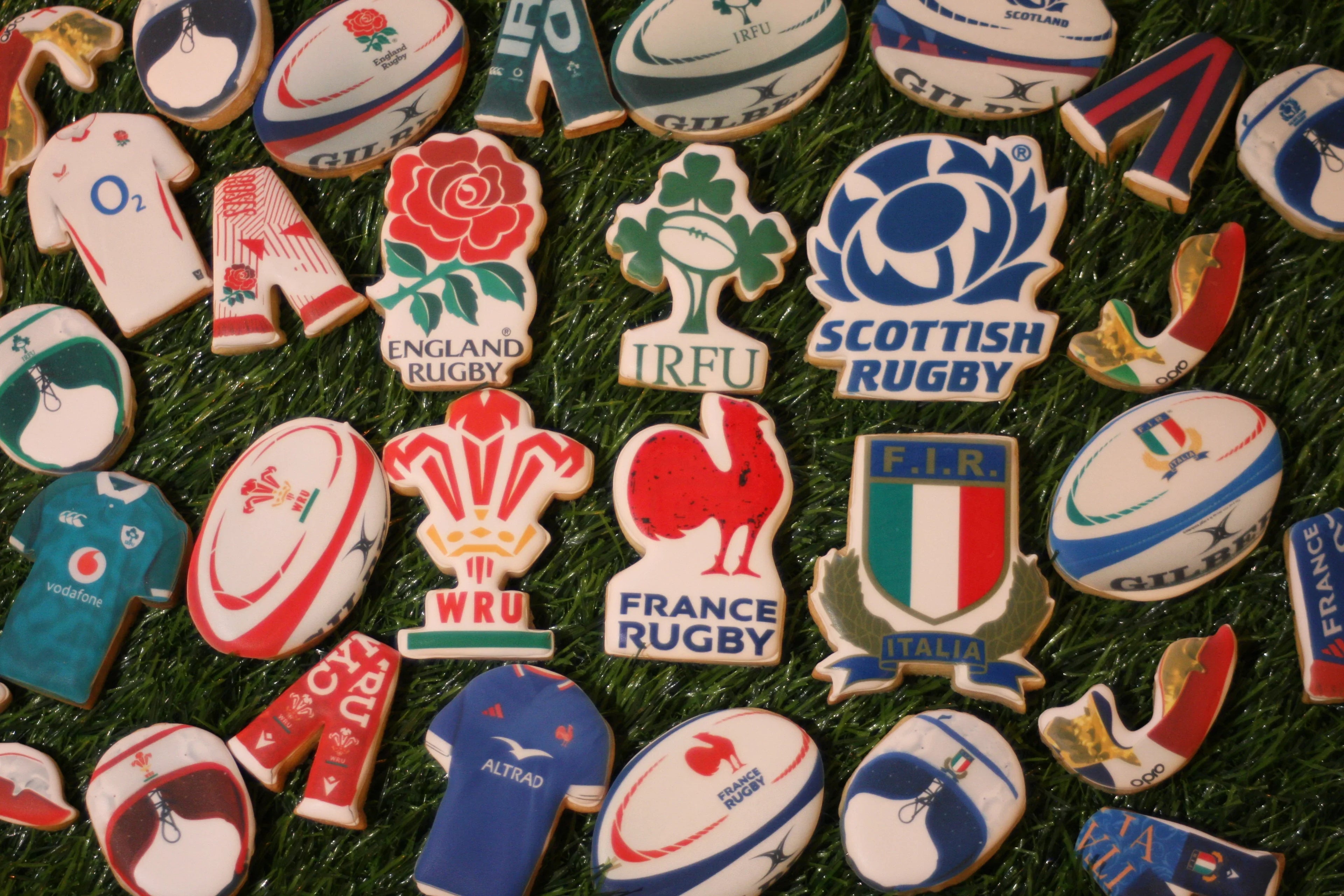 6 nations rugby inspired cookies 
